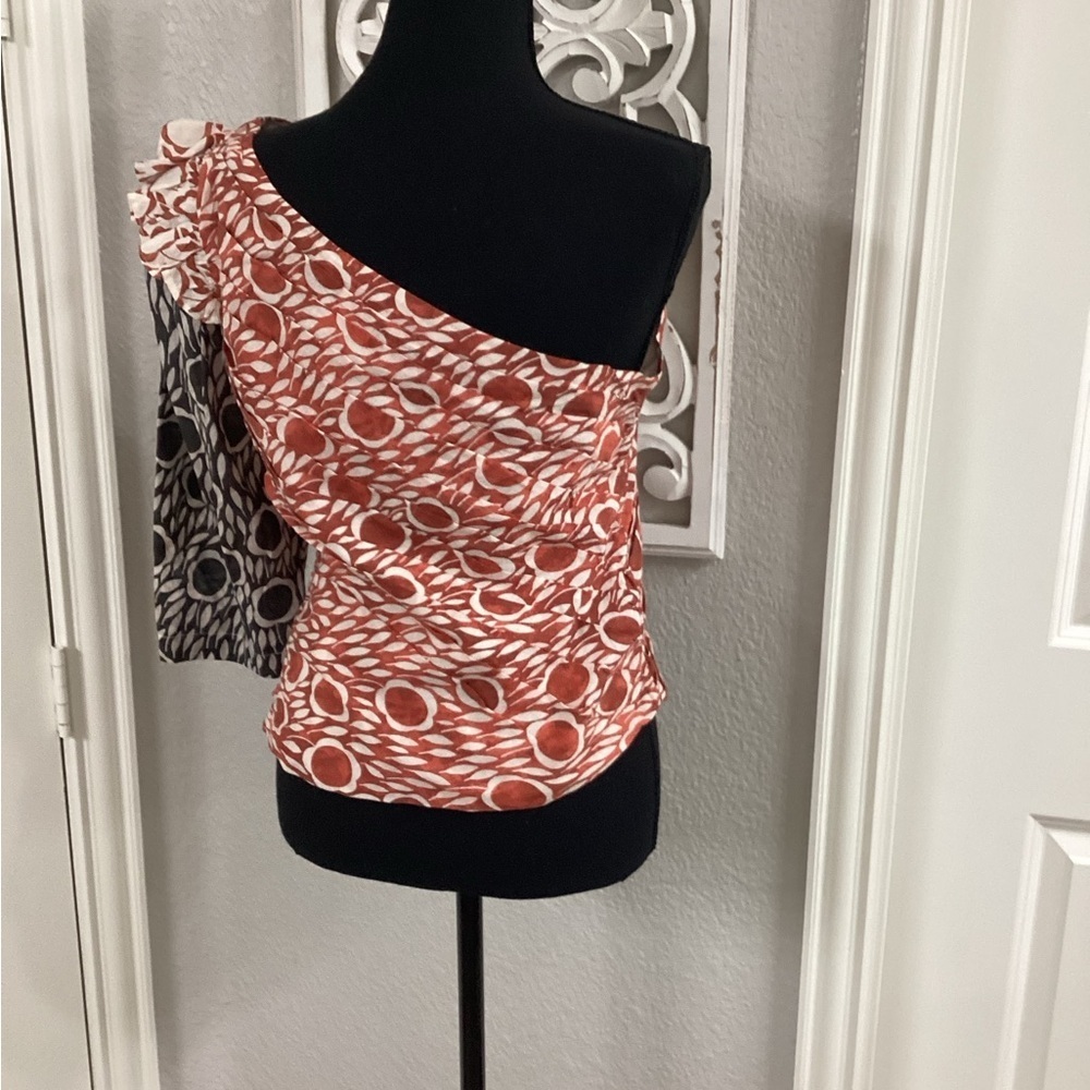 ANTHROPOLOGIE Cecelia Pettersson Boho One Shoulder Blouse Size 8 - Picture 2 of 6